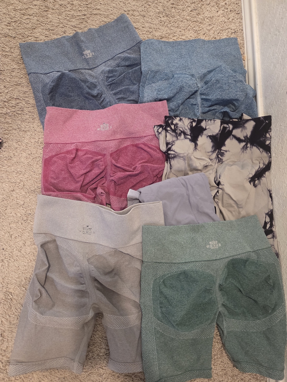 BUNDLE Assorted Seamless Active Shorts - Pink, Blue, Green, Gray